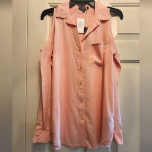 Velvet Heart Cold Shoulder Long Sleeve Peach Blouse